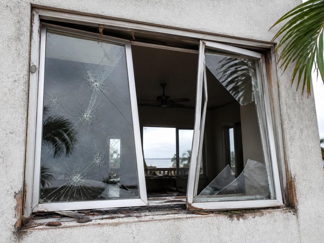 Coastal home — impact-rated replacement — before installation